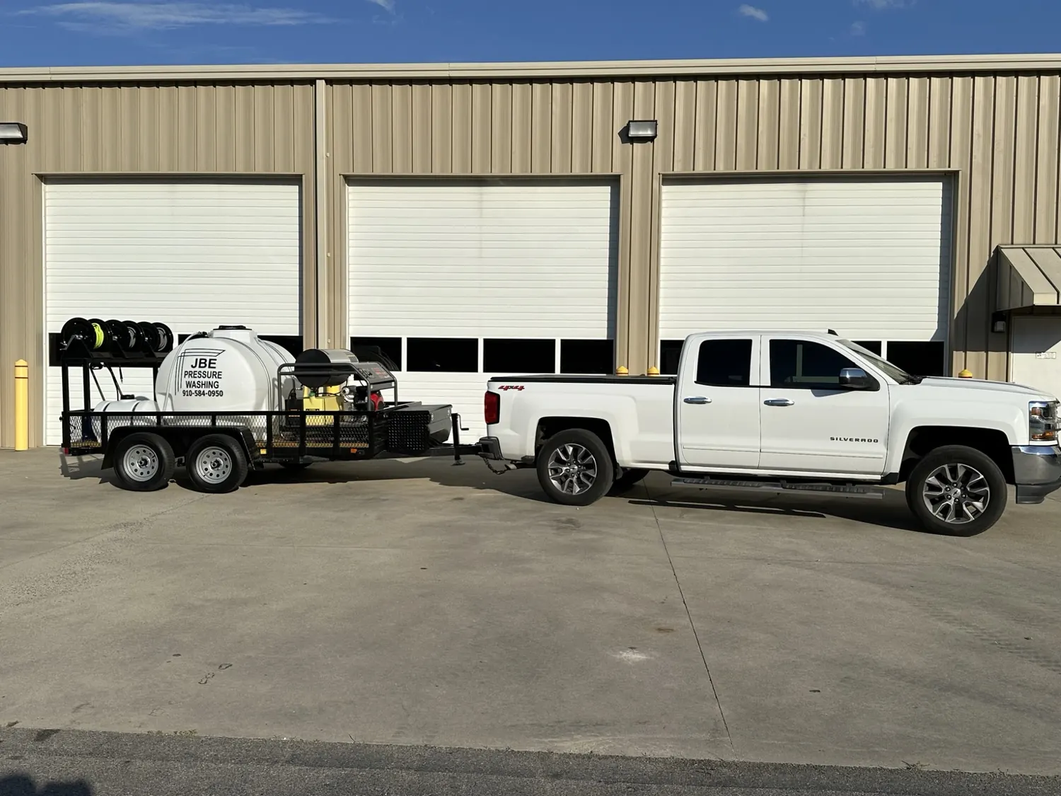 JBE pressure washing truck and trailer